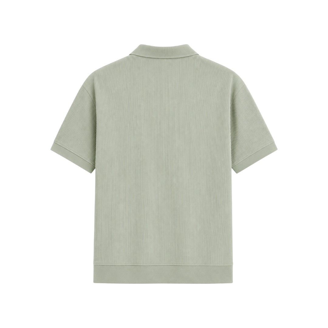 Twice Upon A Men's Sage Green Ribbed Polo T-Shirt