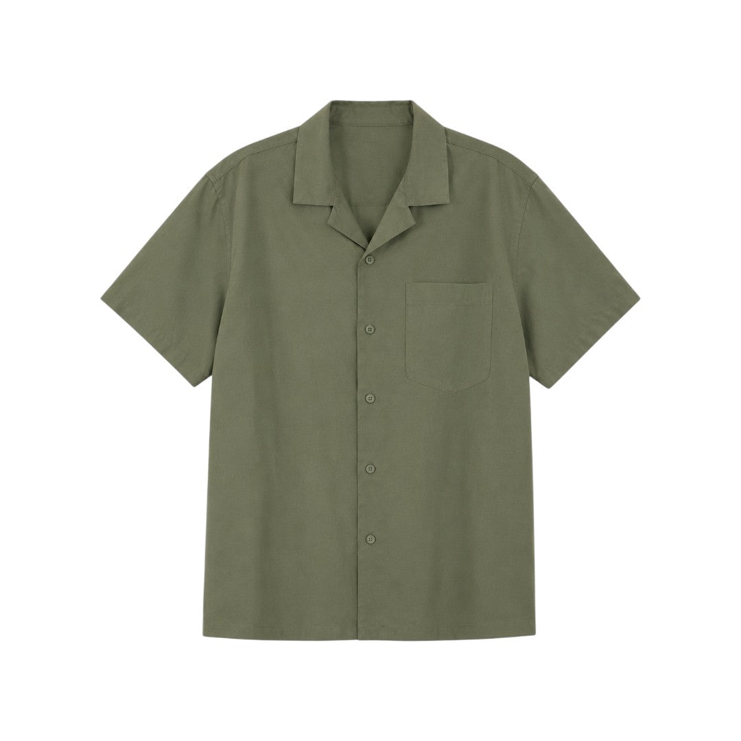 Twice Upon A  Men's Premium Olive Green Camp Collar Shirt