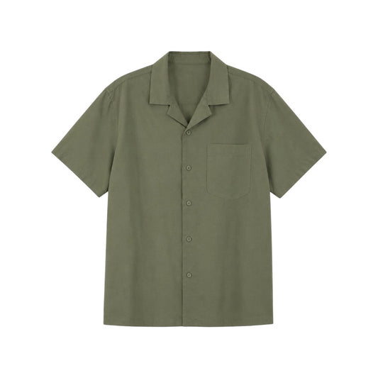 Twice Upon A  Men's Premium Olive Green Camp Collar Shirt