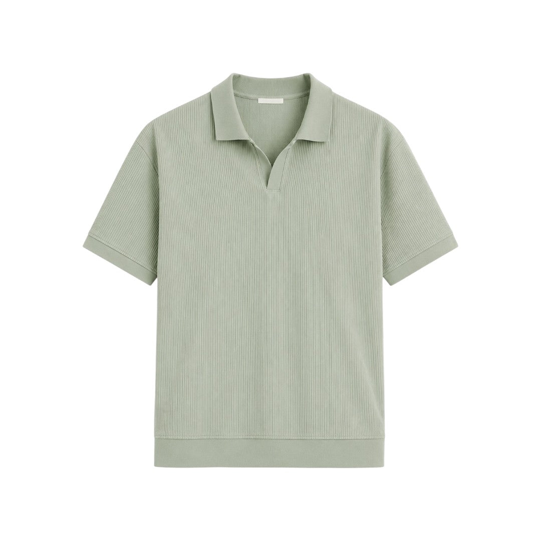 Twice Upon A Men's Sage Green Ribbed Polo T-Shirt
