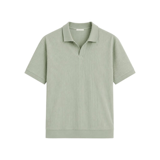 Twice Upon A Men's Sage Green Ribbed Polo T-Shirt