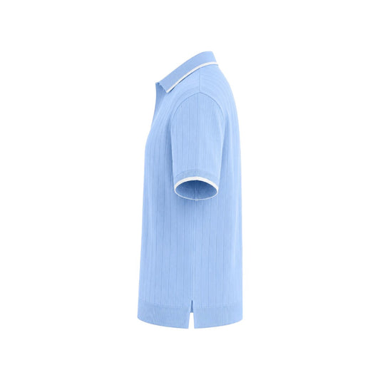 Twice Upon A Men's Sky Blue Ribbed Polo T-Shirt